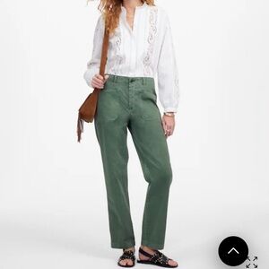 NWT Madewell Green The Taper-Leg Utility Pant in Garment-Dyed Twill Size 4